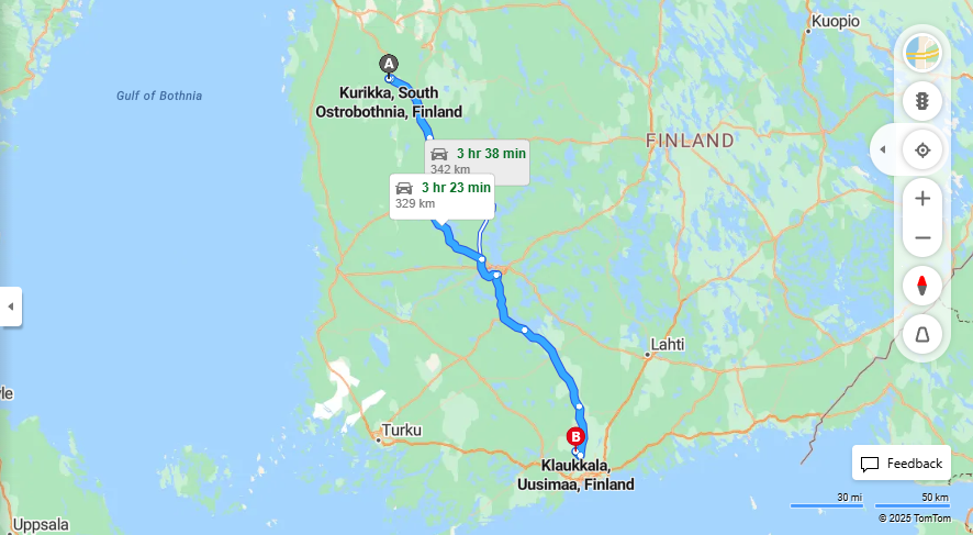 Matka Kurikasta Klaukkalaan - Etaisyys, Ajo, Kuljetus ja Matkustusvaihtoehdot