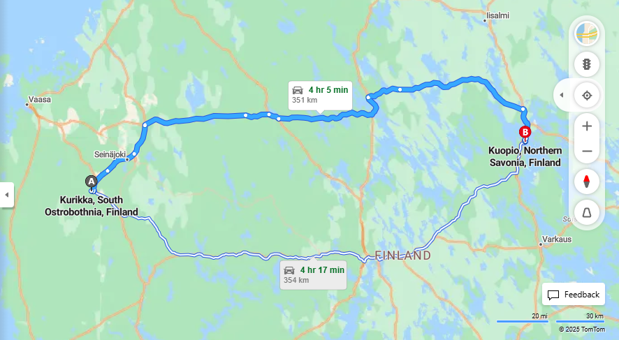 Matka Kurikasta Kuopioon - Etaisyys, Ajo, Kuljetus ja Matkustusvaihtoehdot