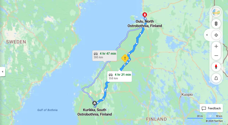 Matka Kurikasta Ouluun - Etaisyys, Ajo, Liikenneyhteydet ja Matkustusvaihtoehdot