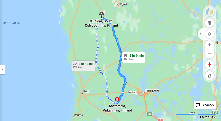 Matka Kurikasta Sastamalaan - Etaisyys, Ajo, Kuljetus ja Matkustamisvaihtoehdot