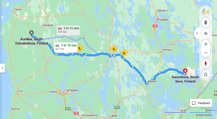 Matka Kurikasta Savonlinnaan - Etaisyys, Ajo, Liikenne ja Matkustusmahdollisuudet