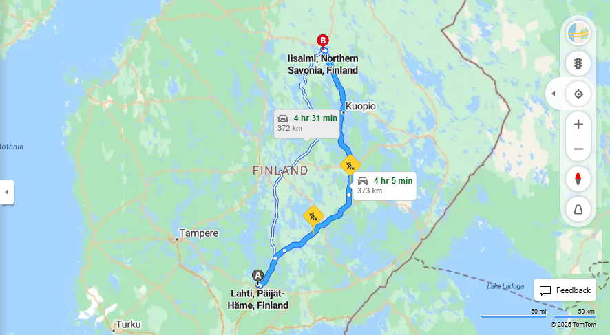 Matka Lahdesta Iisalmeen - Etaisyys, Ajo, Liikenne ja Matkustusvaihtoehdot