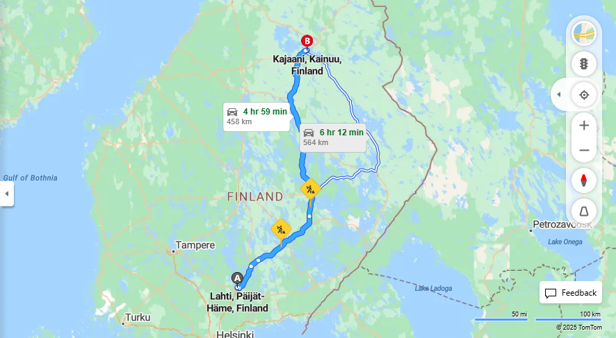 Matka Lahdesta Kajaaniin - Etaisyys, Ajo, Liikenne ja Matkustusvaihtoehdot