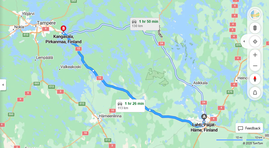Matka Lahdesta Kangasalle - Etaisyys, Ajo, Kuljetus ja Matkustamisvaihtoehdot