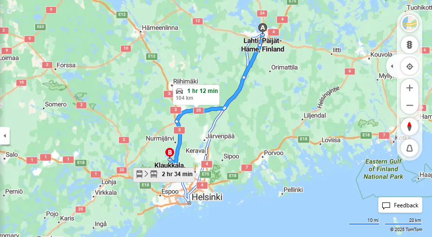 Matka Lahdesta Klaukkalaan - Etaisyys, Ajaminen, Kuljetusvaihtoehdot ja Matkustaminen
