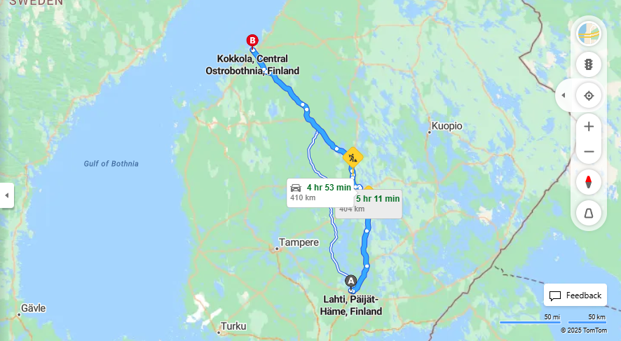 Matka Lahdesta Kokkolaan - Etaisyys, Ajo, Liikenne ja Matkustusvaihtoehdot