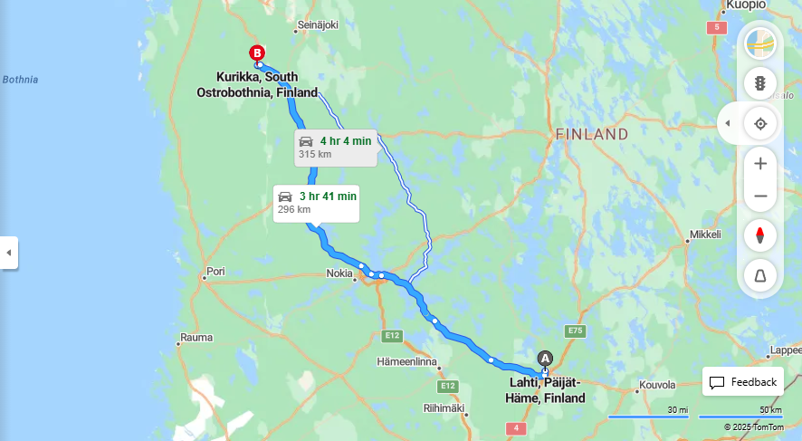 Matka Lahdesta Kurikkaan - Etaisyys, Ajaminen, Kuljetus ja Matkustusvaihtoehdot