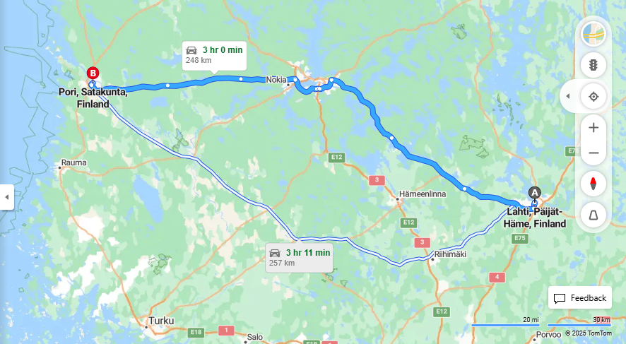 Matka Lahdesta Poriin - Etaisyys, ajo, kuljetus ja matkustusvaihtoehdot