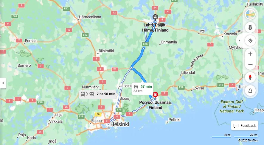 Matka Lahdesta Porvooseen - Etaisyys, Ajo, Liikenne ja Matkustusvaihtoehdot