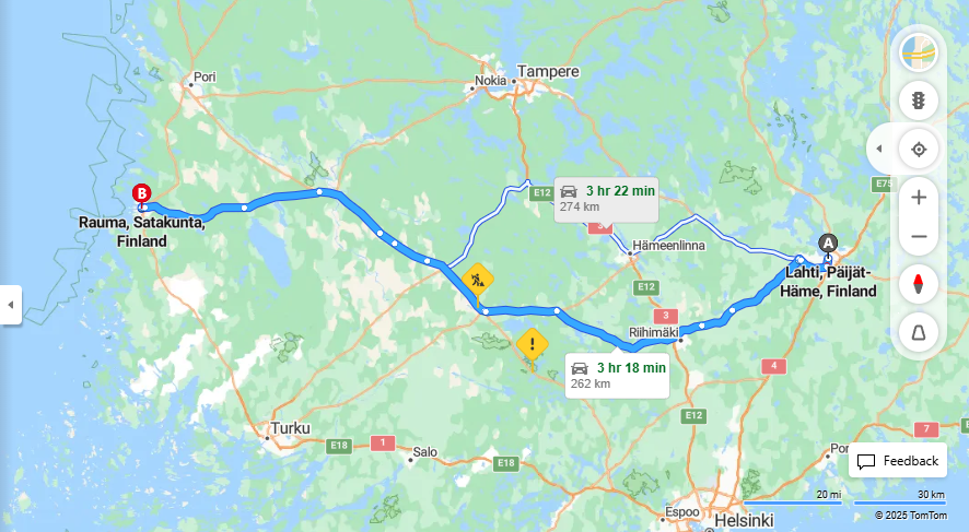 Matka Lahdesta Raumalle - Etaisyys, Ajo, Kuljetus ja Matkustamisvaihtoehdot