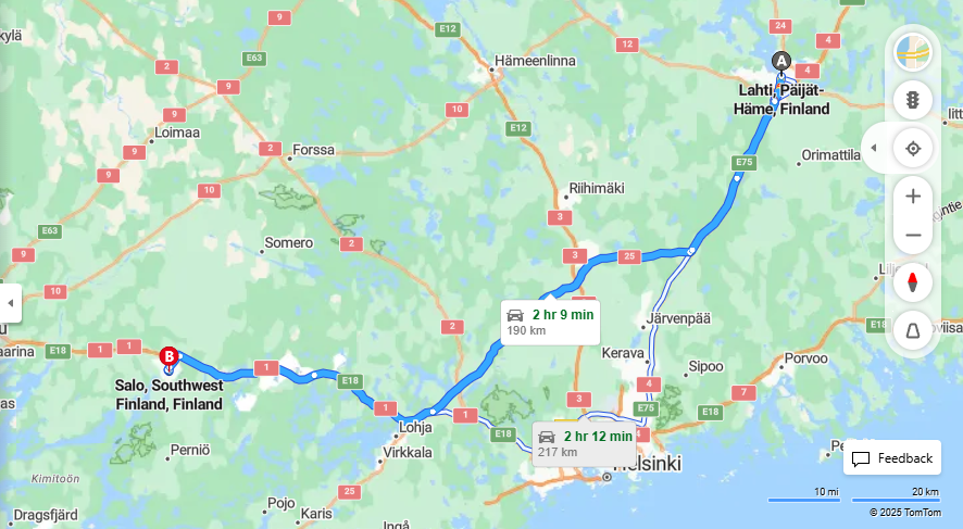 Matka Lahdesta Saloon - Etaisyys, Ajo, Kuljetus ja Matkustusvaihtoehdot