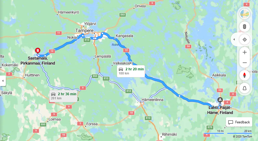 Matka Lahdesta Sastamalaan - Etaisyys, Ajo, Kuljetus ja Matkustusvaihtoehdot