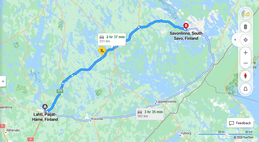 Matka Lahdesta Savonlinnaan - Etaisyys, Ajo, Kuljetus ja Matkavaihtoehdot