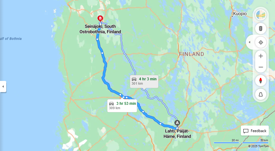 Matka Lahdesta Seinajoelle - Etaisyys, Ajaminen, Kuljetus ja Matkustusvaihtoehdot