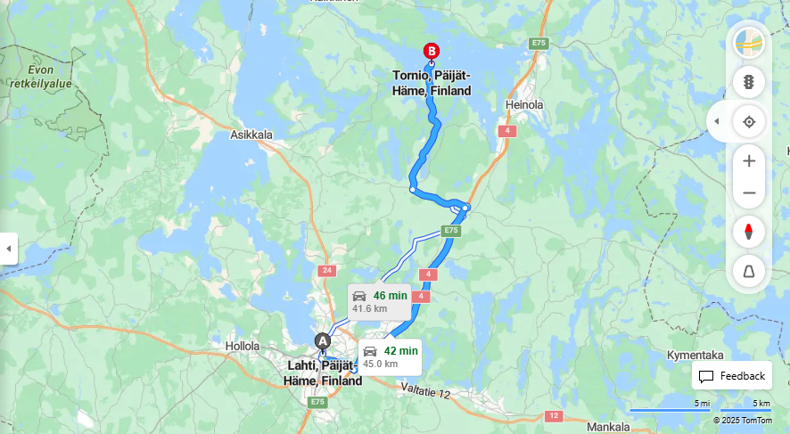 Matka Lahdesta Tornioon - Etaisyys, Ajo, Kuljetus ja Matkavaihtoehdot