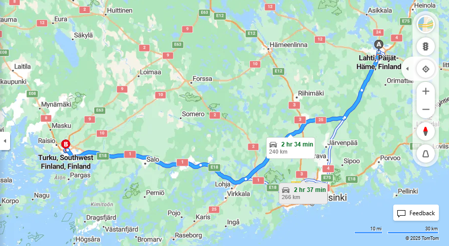 Matka Lahdesta Turkuun - Etaisyys, Ajo, Kuljetus ja Matkustamisvaihtoehdot