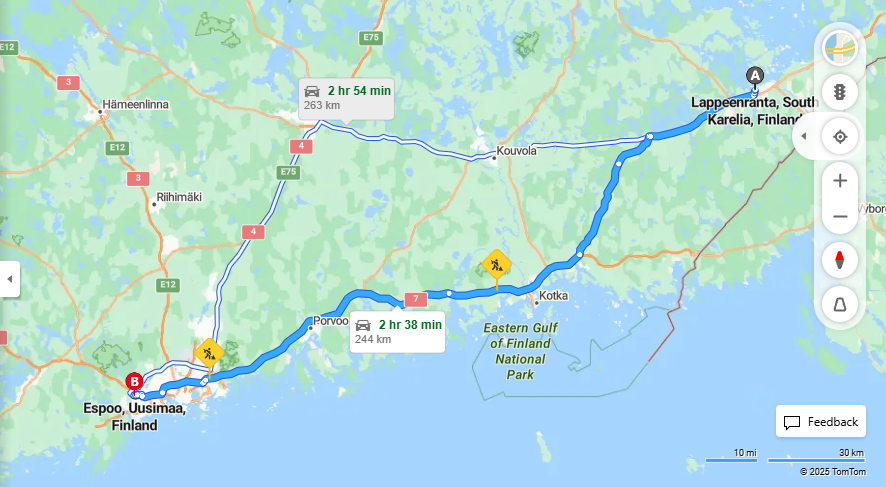 Matka Lappeenrannasta Espooseen - Etaisyys, Ajaminen, Liikkuminen ja Matkustamismahdollisuudet