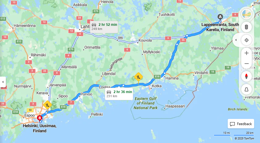Matka Lappeenrannasta Helsinkiin - Etaisyys, Ajo, Kuljetus ja Matkustusvaihtoehdot