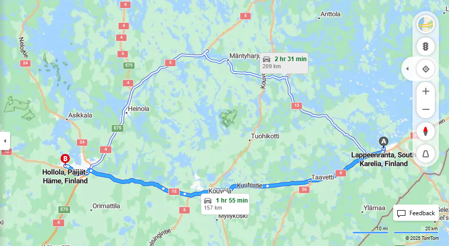 Matka Lappeenrannasta Hollolaan - Etaisyys, Ajomatka, Liikkumismahdollisuudet ja Matkustusvaihtoehdot