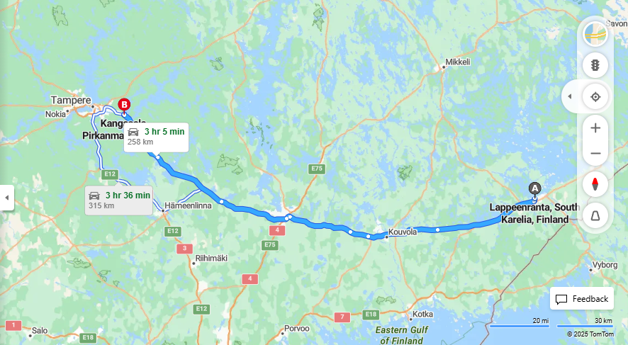 Matka Lappeenrannasta Kangasalle - Etaisyys, Ajo, Liikenne ja Matkustusvaihtoehdot