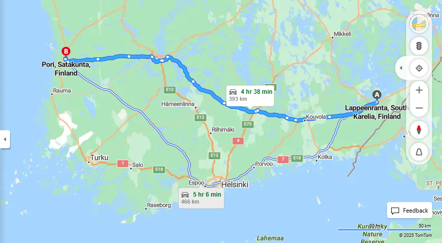 Matka Lappeenrannasta Poriin - Etaisyys, Ajo, Liikenne ja Matkustamisvaihtoehdot