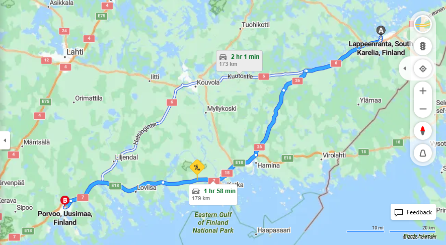 Matka Lappeenrannasta Porvooseen - Etaisyys, Ajo, Liikenne ja Matkavaihtoehdot