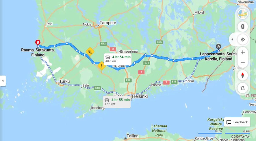 Matka Lappeenrannasta Raumalle - Etaisyydet, Ajo, Kuljetus ja Matkustusvaihtoehdot