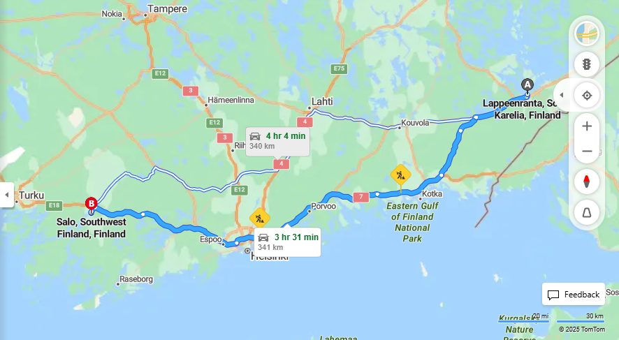 Matka Lappeenrannasta Salon suuntaan: Etaisyys, Ajo, Liikenne ja Matkustusmahdollisuudet