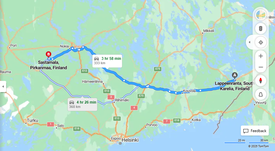 Matka Lappeenrannasta Sastamalaan - Etaisyys, Ajo, Kuljetus ja Matkavaihtoehdot