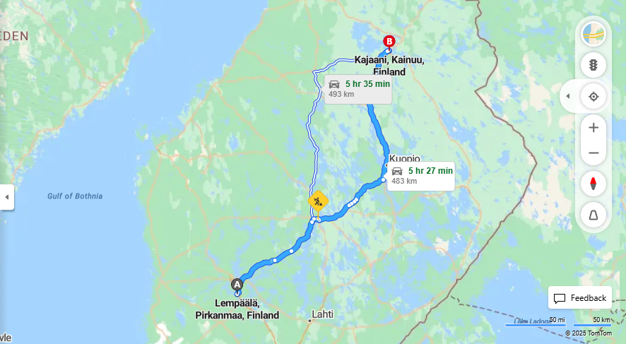 Matka Lempaalasta Kajaaniin - Etaisyys, Ajaminen, Kuljetus ja Matkustamisvaihtoehdot