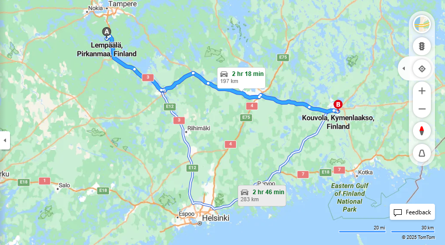 Matka Lempaalasta Kouvolaan - Etaisyys, ajo, liikenne ja matkustusvaihtoehdot
