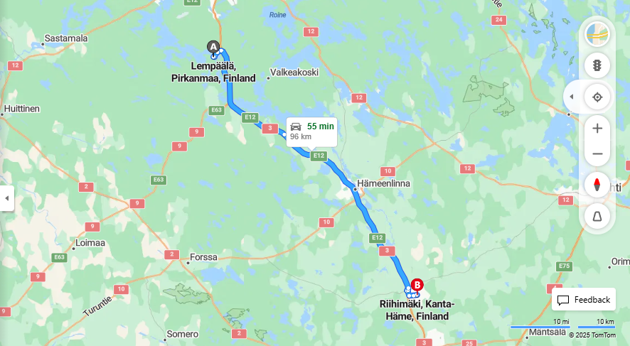 Matka Lempaalasta Riihimaelle - Etaisyys, Ajaminen, Kuljetus ja Matkavaihtoehdot