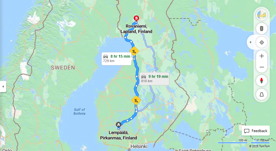 Matka Lempaalasta Rovaniemeen - Etaisyys, Ajo, Liikenne ja Matkustamisvaihtoehdot