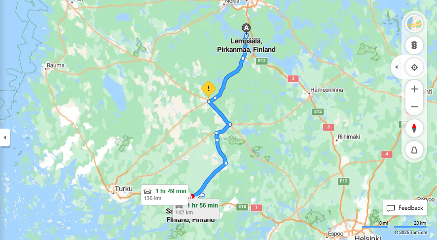 Matka Lempaalasta Saloon - Etaisyys, Ajomatka, Liikennemuodot ja Matkustusvaihtoehdot