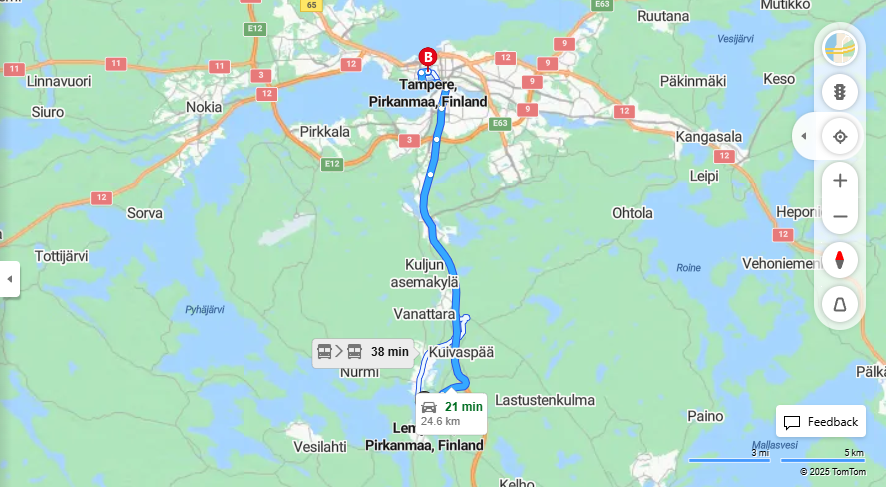 Matka Lempaalasta Tampereelle - Etaisyys, Ajo, Liikenne ja Matkustusmahdollisuudet