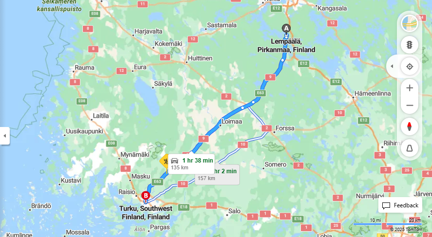 Matka Lempaalasta Turkuun - Etaisyys, Ajaminen, Kuljetus ja Matkustusvaihtoehdot