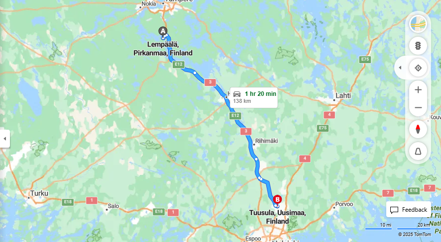 Matka Lempaalasta Tuusulaan - Etaisyys, Ajo, Kuljetus ja Matkustusvaihtoehdot