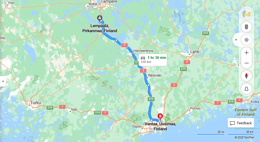 Matka Lempaalasta Vantaalle - Etaisyys, Ajaminen, Kuljetus ja Matkustusvaihtoehdot