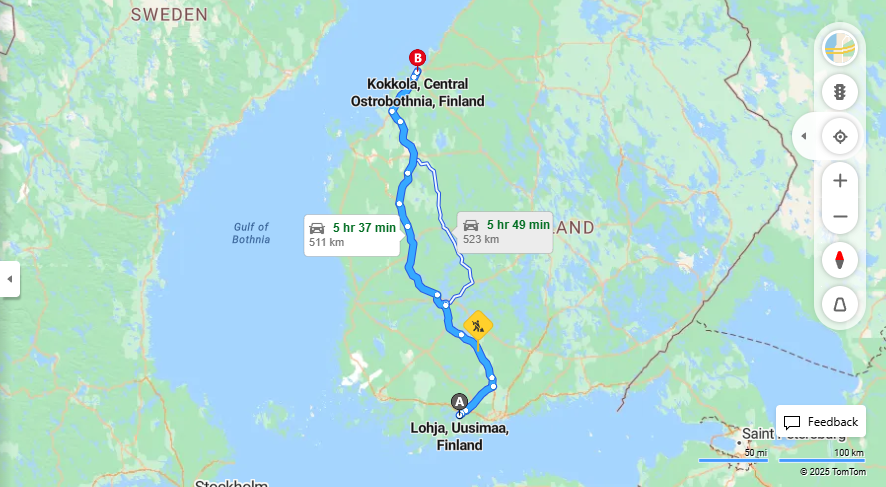 Matka Lohjalta Kokkolaan - Etaisyys, Ajo, Kuljetus ja Matkustamisvaihtoehdot