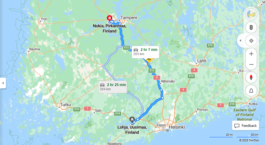 Matka Lohjalta Nokialle - Etaisyys, Ajaminen, Kuljetus ja Matkustusvaihtoehdot