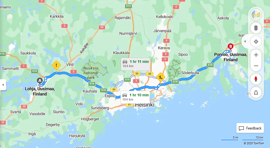 Matka Lohjalta Porvooseen - Etaisyys, Ajo, Kuljetus ja Matkustamisvaihtoehdot