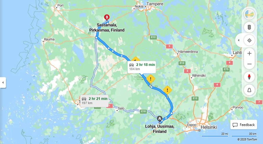 Matka Lohjalta Sastamalaan - Etaisyys, Ajo, Liikkuminen ja Matkustusvaihtoehdot