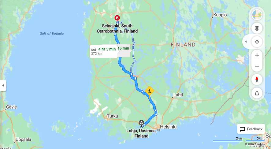 Matka Lohjalta Seinajoelle - Vali, Ajo, Kuljetus ja Matkustusvaihtoehdot