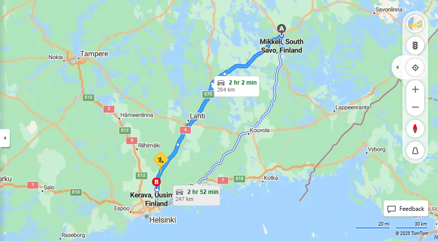 Matka Mikkelista Keravalle - Etaisyys, Ajo, Liikkuminen ja Matkustamisvaihtoehdot