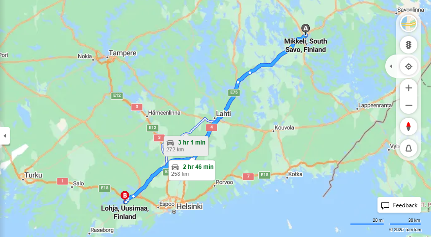 Matka Mikkelista Lohjalle - Etaisyys, Ajo, Kuljetus ja Matkustusmahdollisuudet