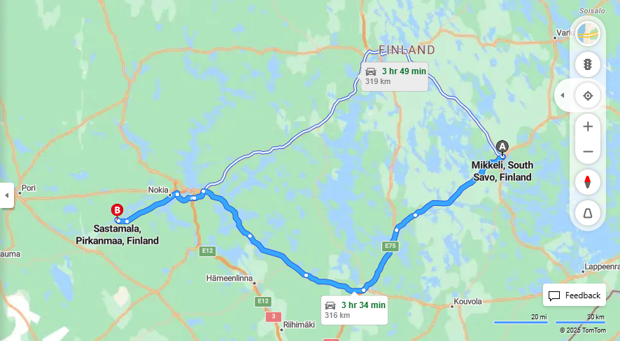 Matka Mikkelista Sastamalalle - Etaisyys, ajo, kuljetus ja matkustusvaihtoehdot