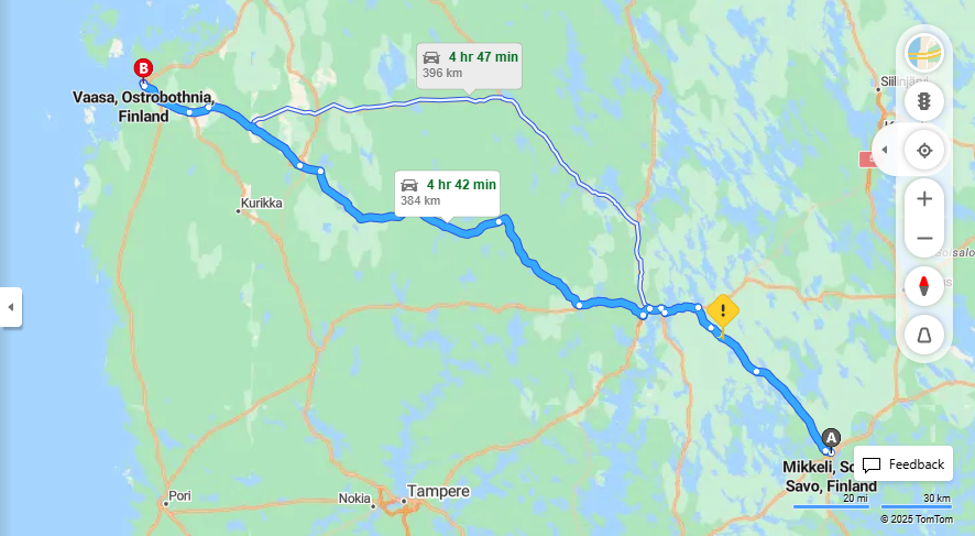 Matka Mikkelista Vaasaan - Etaisyys, Ajo, Kuljetus ja Matkavaihtoehdot