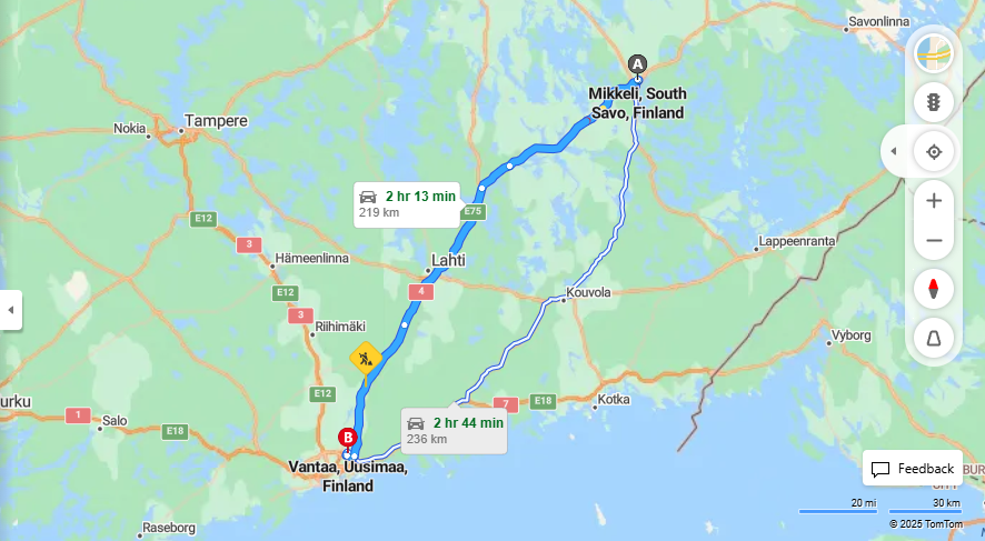 Matka Mikkelista Vantaalle - Etaisyys, Ajo, Kuljetus ja Matkustusvaihtoehdot