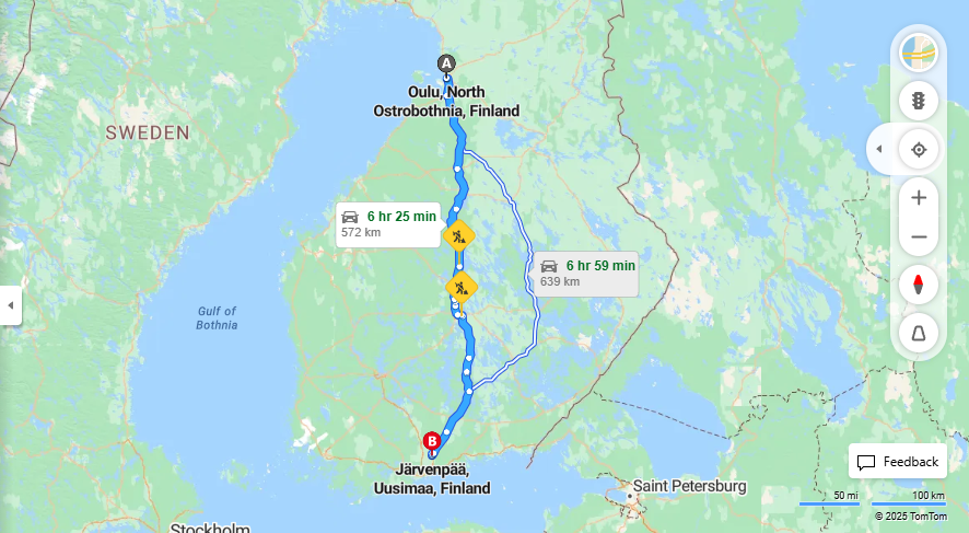 Matka Oulusta Jarvenpaahan - Etaisyys, Ajo, Kuljetus ja Matkustusmahdollisuudet