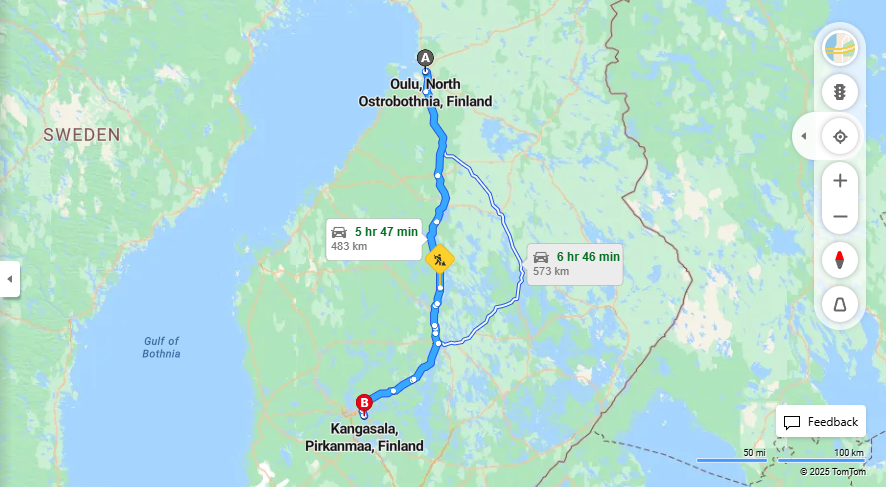 Matka Oulusta Kangasalalle - Etaisyys, Ajo, Kuljetus ja Matkustusvaihtoehdot